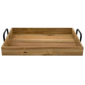 Plateau de service rectangulaire en bois de qualité supérieure avec poignées en bois de cerf, design rustique, durable, type plateau solide pour le service des aliments - Product Image 3
