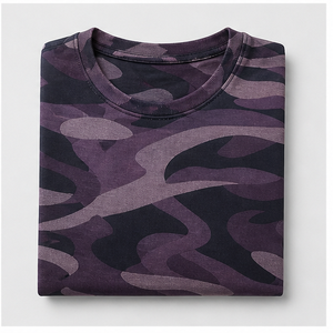 Camiseta de Manga Corta para Hombre con Estampado de Camuflaje y Lazo de Cinta Color Morado Aubergine Personalizada MTS-CAMO-0022 - Product Image 5