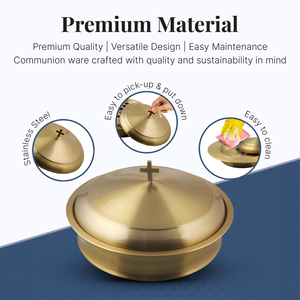 Juego de Bandejas Portátiles de Comunión Navideñas de Alta Calidad, 5 Bandejas de Acero Inoxidable, 1 Tapa, Acabado Dorado Mate, Latón Duradero - Product Image 4