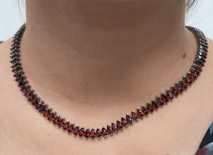 Collier avec pendentif marquise plaqué or 18 carats 3x6mm, 16 pouces, 22 grammes, en argent sterling 925, pierre précieuse grenat rouge certifiée, collier cadeau - Product Image 4