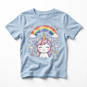 Camiseta de Manga Corta para Niños con Estampado Personalizado, Cuello Redondo, Informal, Transpirable, Ecológica, de Secado Rápido, 100% Algodón Tejido, para Verano - Product Image 2