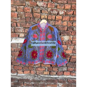 Indian <b>Velvet</b> <b>Jacket</b> Handmade Floral Embroidery Suzani <b>Velvet</b> Coat Inside Cotton Lining <b>Jacket</b> <b>Women</b> Winter Clothing Coat - Product Image 4