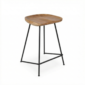 Tabouret de Bar en Teck Massif pour Îlot de Cuisine, Restaurant, Hôtel, Villa, Hôtellerie - Product Image 1