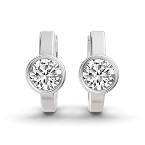 Classy And Trendy 18k <b>SOLID</b> <b>Gold</b> Earring Jewellery Elin Single Round Lab Diamond <b>Huggies</b> Earrings Gift For Party Occasions - Product Image 1