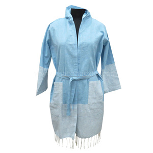 Bata de Baño Turca Moderna, Ropa de Playa con Cinturón Ajustable, Bata de Baño Turca de Algodón Tejido a Mano con Rayas para Hotel y Natación - Product Image 6