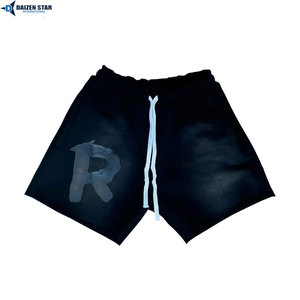 Shorts mi-longs en molleton de coton personnalisés pour hommes - Séchage rapide, respirants, écologiques, avec cordon de serrage, broderie, décontractés, marque privée, OEM, en gros - Product Image 2