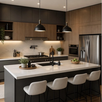 Cuisine modulaire de luxe sur mesure Aige, design moderne, finition mélamine, meubles de cuisine pour projets d'hôtels, d'appartements et de villas