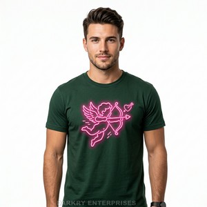 Camiseta Moderna para Hombre en Gris Oscuro con Estampado Geométrico de Corazón Dorado Art Deco, Camiseta Personalizada con Gráficos, Cuello Redondo, Corte Ajustado, Algodón - Product Image 5