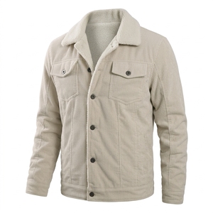 Men's Winter Corduroy Fleece <b>Lined</b> Jacket <b>Sherpa</b> Collar Casual Regular Fit Outdoor Coat - Product Image 1