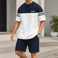 Ensemble de survêtement décontracté unisexe minimaliste avec t-shirt à col rond |   Imprimé estival 100% coton léger respirant à séchage rapide tendance