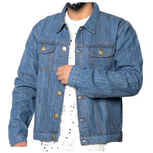 Men's High Quality <b>Denim</b> <b>Jackets</b> <b>with</b> Full Sleeves Blue Color High Street Design for Winter - Product Image 3