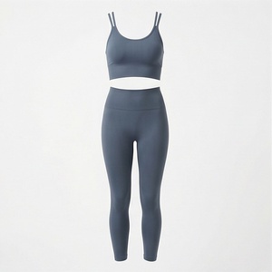 Vêtements de fitness, vêtements de yoga pour femmes, ensemble de 2 pièces pour la salle de sport en plein air, soutien-gorge de sport, leggings, impression personnalisée, tissu extensible en polyester - Product Image 1