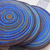 Set de 2 dessous-de-plat floraux perlés de luxe |   Tapis de table artisanal éco-responsable Mandala 14x14