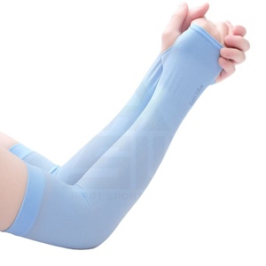 Manchons de bras roses pour femmes, protection anti-UV, légers, respirants, en Spandex et Polyester, pour le cyclisme, avec logo sur la manche droite - Product Image 5