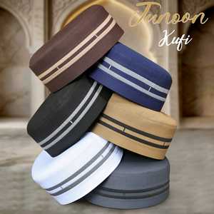 Custom Logo Modest Junoon Kufi Muslim <b>Cap</b> Prayer Hat Polyester Cotton Wholesale <b>Mens</b> Islamic Headwear Lightweight Breathable - Product Image 3