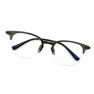 Montures de lunettes photochromiques anti-lumière bleue UV420, rondes, semi-cerclées, en titane léger, titane pur, haute qualité - Product Image 1