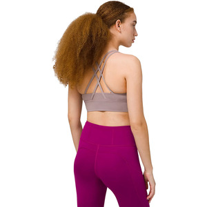 Women's Customized Fitness Logo Design Breathable Running Sports Padded <b>Bra</b> Medium Support <b>Racerback</b> 100% Nylon Yoga Vest Tank - Product Image 6