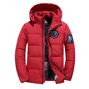 Blouson d'hiver matelassé pour homme 2023, rouge, avec logo frontal, à capuche, fermeture éclair, coupe-vent, doublé, séchage rapide, respirant, léger - Product Image 1