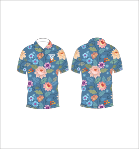 Polo pour homme bleu à imprimé floral vintage, sublimation personnalisée, manches courtes, décontracté, respirant, léger, pour le golf - Product Image 3