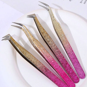 Pince à épiler pour ongles et cils, lot de 4 pièces avec miroir, motif fleur de glace, comprenant 2 pinces multifonctionnelles pour le nail art - Product Image 1
