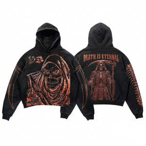 <b>Men</b> Acid Wash Hoodie 350g Heavyweight 100% Cotton <b>Fleece</b> <b>Black</b> Oversized Custom DTG Print Embroidery Private Label OEM ODM - Product Image 1