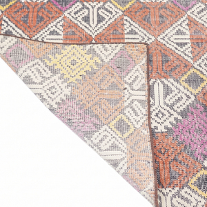 Alfombra Geométrica DECORDEC Personalizada, Color Naranja Óxido Multicolor, de Lana Ecológica y Antideslizante, Hecha a Mano con Diseño de Mosaico de Diamantes - Product Image 6