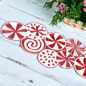 Chemin de table perlé fait à la main pour la maison et les restaurants d'hôtel chemin décoratif en tissu d'aspect royal article de cadeau de Noël - Product Image 4