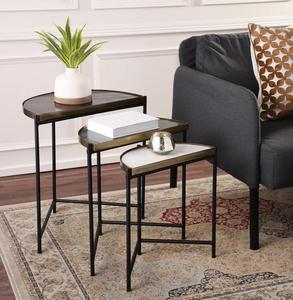 Modern <b>Marble</b> <b>Top</b> <b>Console</b> <b>Table</b> Set with Metal Legs Contemporary Living Room Accent Furniture - Product Image 1