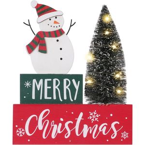 Decorazioni Natalizie Vintage con Luci LED, Insegna in Legno a Forma di Pupazzo di Neve per Casa e Fattoria, con Timer - Product Image 1