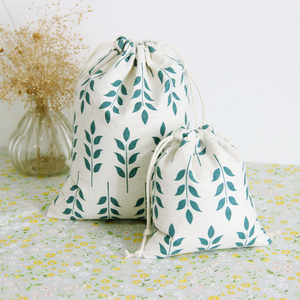 Sac Pochette Pliant 100% Coton Pur avec Fermeture à Cordon Taille Moyenne Motif Lettres Imprimées pour Mariage et Rangement de Cadeaux - Product Image 6