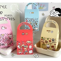 Boîte-cadeau en forme de maison à imprimé animal mignon avec poignée-Emballage de faveur de fête de 8x8cm pour bonbons et petits cadeaux (rouge)