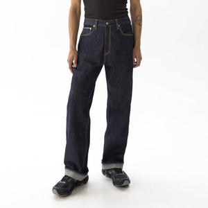 Jeans en denim brut streetwear pour hommes, coupe droite rétro, denim indigo bleu foncé, denim japonais selvedge, pantalon, fabricant OEM sur mesure - Product Image 6