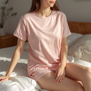 ชุดนอนผู้หญิง เสื้อยืดและกางเกงขาสั้น ผ้าฝ้ายนุ่ม สวมใส่สบาย พร้อมบริการรับผลิตแบบ OEM ODM - Product Image 5
