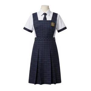 Ensemble jupe plissée et chemise unisexe 100 % polyester durable et respirant pour écoliers, style urbain, tenue scolaire quotidienne pour étudiants - Product Image 2