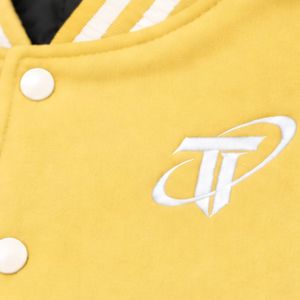 <b>Mens</b> Lemon <b>Yellow</b> White Coated Hooded Winter Puffer <b>Jacket</b> Contrast Sleeves Zipper Button Casual Streetwear - Product Image 4