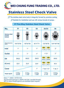 วาล์วกันกลับแบบเกลียว 1x1 นิ้ว SUS316 5 ทาง พอร์ต BSP PN16 ซีล PTFE สำหรับปั๊มน้ำขนาดกะทัดรัด - Product Image 6
