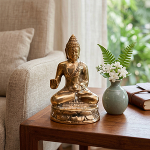 Estatua Decorativa de Buda de Latón Hecha a Mano, Color Personalizado, Estilo Antiguo, Escultura Personalizable para Decoración de Mesa del Hogar - Product Image 6