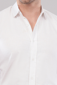 Chemise en coton à manches longues pour homme, coupe classique, blanche unie, décontractée, boutonnée, respirante, légère, pour l'été, col ouvert - Product Image 5