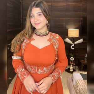 Ensemble Anarkali en Georgette Orange pour Femme, avec Broderies Multiples, Coupe Évasée, Longueur au Sol, Taille Naturelle, Salwar Kameez, pour Mariage et Fête - Product Image 2