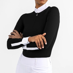 High Quality 4way Stretch Horse Riding Equestrian Shirt Top <b>Base</b> <b>Layer</b> Competition Show Shirt Polo Soft Feel Nylon Spandex - Product Image 3