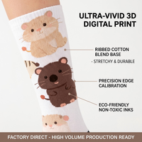Chaussettes de compression athlétiques personnalisées imprimées numériquement en 3D, pour la course à pied, en polyester et coton respirant, longues jusqu'au genou