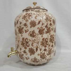 Matka de cobre con diseño floral y detalles dorados de Indian Export International - Product Image 2