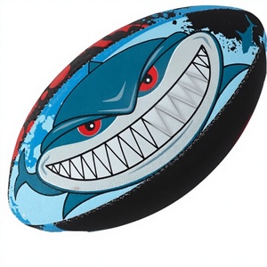 Ballon de rugby de qualité supérieure, design requin, taille officielle 5, en PVC mousse, cousu à la machine, haute performance, forte adhérence - Product Image 3