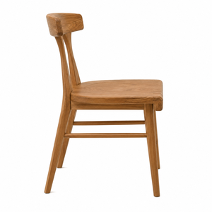 Chaise de salle à manger scandinave moderne en teck avec dossier sculpté et pieds coniques – Stable, durable, écologique, pour la maison, le bureau, la villa, le parc - Product Image 2