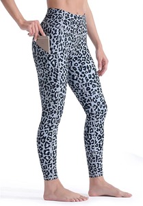 Leggings taille haute imprimé léopard pour femmes, vente en gros, vêtements de sport, pantalons de yoga avec poches - Product Image 5