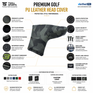 Housse de tête de club de golf respirante avec logo personnalisé, motif géométrique, en cuir PU, protection pour driver, hybride et fer, design imprimé, bande élastique - Product Image 4