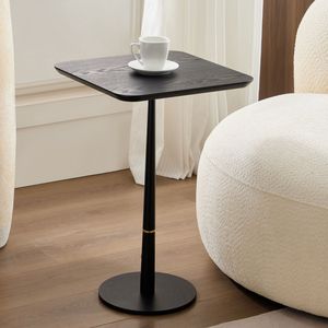 Black MDF Square Coffee <b>Table</b> with Metal Feet 15.74\"<b>D</b> X 23.77\"H for Living Space Lounge Area or Computer Desk - Product Image 5