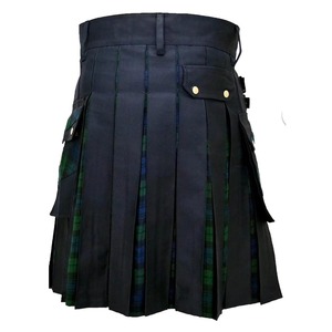 Kilt utilitaire en tartan personnalisé pour homme avec sangles en cuir hybride, prix d'usine, service OEM disponible - Product Image 4