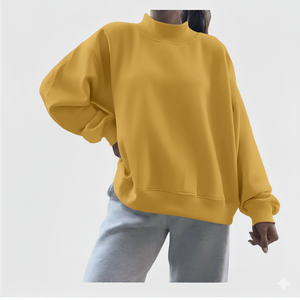 Custom Logo Front Casual Solid Oversized Heavyweight Winter Mock Neck Women's Sweatshirt OEM Service - Product Image 4