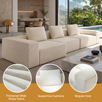 Canapé modulable en velours blanc avec design à blocs indépendants pour appartement, villa et parc